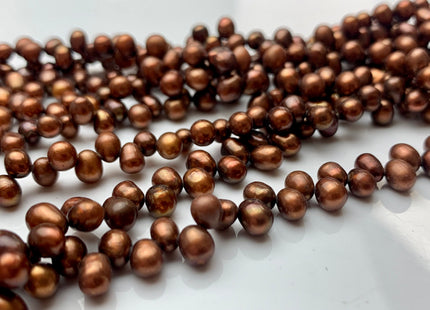 5X6 mm Top Drilled Freshwater Pearl Orange Copper Color Rice Shape Genuine Freshwater Pearls Dancing Freshwater Pearls #1977