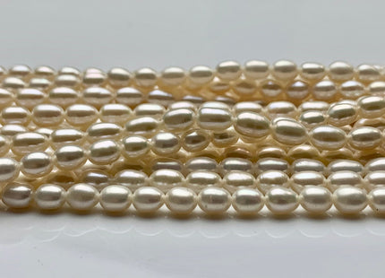 4x5.5 mm AAAA Natural White Color Rice Shape Freshwater Pearls Genuine Tiny Freshwater Pearl Beads Bridal Pearls #1452