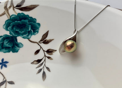 One Piece 925 Sterling Silver Pendant Setting Findings For Half Drilled Pearls Leaf Shape Design Pearl Mounting DIY Jewelry Pendant #10010-A