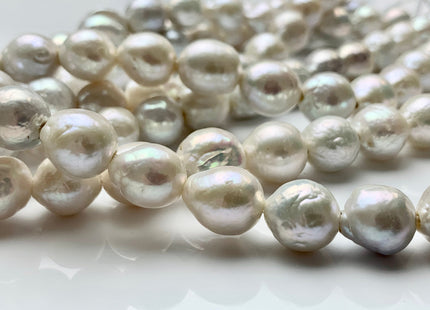 10-12 mm Natural White Half Strand Large Hole Freshwater Edison Pearl Beads Hole Size 2.2 mm Genuine Very High Luster Baroque Pearls #1980