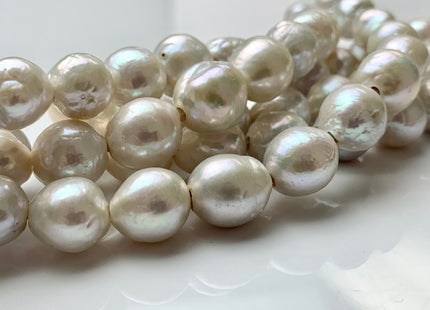 10-12 mm Natural White Half Strand Large Hole Freshwater Edison Pearl Beads Hole Size 2.2 mm Genuine Very High Luster Baroque Pearls #1980