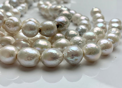 10-12 mm Natural White Half Strand Large Hole Freshwater Edison Pearl Beads Hole Size 2.2 mm Genuine Very High Luster Baroque Pearls #1980