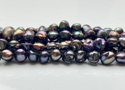 7-8x10 mm AAA Peacock Color Keshi Freshwater Nugget Pearl Beads Center Drilled Keshi Nuggets Genuine Peacock Freshwater Pearl #1982