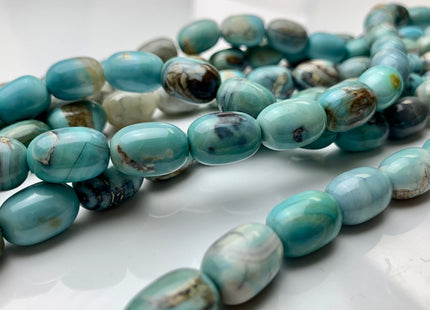 10x14 mm AAA Natural Color Smooth Barrel Shape Dragon Skin Agate Gemstone Beads Natural Blue Green Color Agate 14.5 Inches 25 Beads #2764