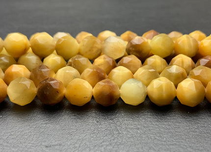 7-8 mm AAA Faceted Star Cut Golden Tiger Eye Gemstone Beads Genuine Faceted High Quality Gold Tiger Eye Loose Beads 15 Inches Strand #2724
