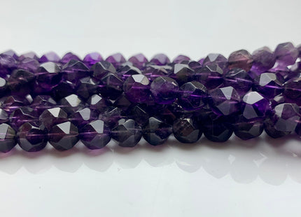 7 mm AAA Faceted Star Cut Amethyst Gemstone Beads Genuine Faceted Quality Dark Purple Amethyst Loose Beads 15 Inches Strand #2723