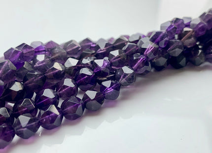 7 mm AAA Faceted Star Cut Amethyst Gemstone Beads Genuine Faceted Quality Dark Purple Amethyst Loose Beads 15 Inches Strand #2723