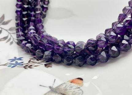7 mm AAA Faceted Star Cut Amethyst Gemstone Beads Genuine Faceted Quality Dark Purple Amethyst Loose Beads 15 Inches Strand #2723