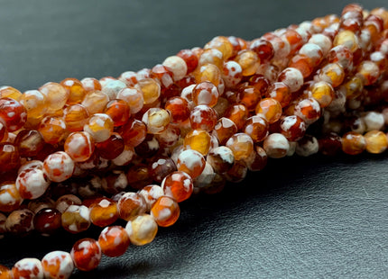 4 mm Faceted Round Multi Carnelian Color Agate Gemstone Beads Genuine Agate Gemstone Loose Beads 14 Inches Strand #2738