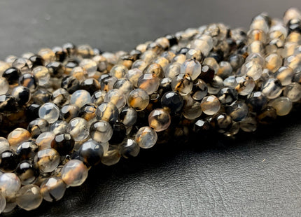 4 mm 6 mm Faceted Round Dragon Vein Agate Gemstone Beads Genuine Agate Gemstone Loose Beads 14 Inches Strand #2740