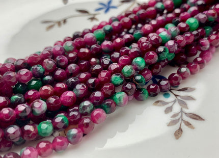 4 mm Faceted Round Ruby Color Agate Gemstone Beads Genuine Agate Gemstone Loose Beads 14 Inches Strand #2747