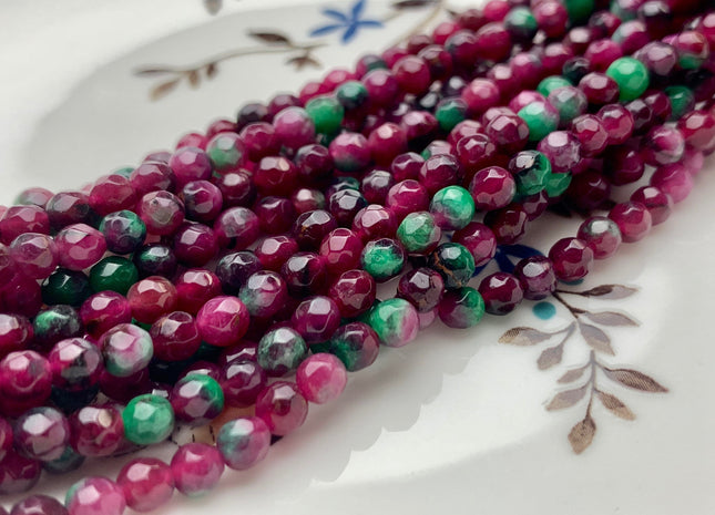 4 mm Faceted Round Ruby Color Agate Gemstone Beads Genuine Agate Gemstone Loose Beads 14 Inches Strand #2747