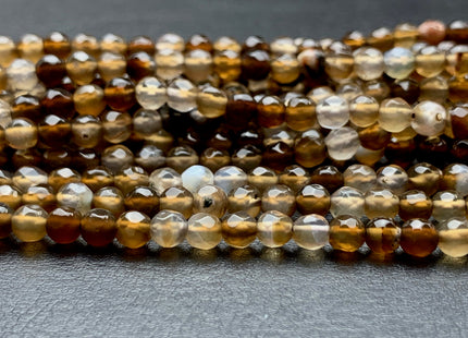 4 mm 6 mm Faceted Round Multi Brown Gray Agate Gemstone Beads Genuine Agate Gemstone Loose Beads 14 Inches Strand #2750