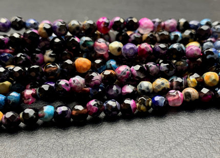 4 mm Faceted Round Multi Black Pink Blue Yellow Agate Gemstone Beads Genuine Agate Gemstone Loose Beads 14 Inches Strand #2753