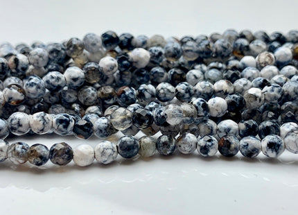 BEST DEAL 4 mm Faceted Round Multi Black White Agate Gemstone Beads Genuine Agate Gemstone Loose Beads 14 Inches Strand #2759