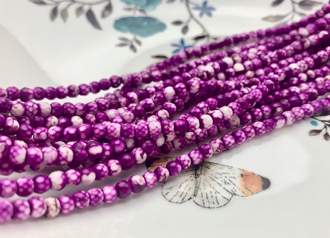 4 mm Faceted Round Multi Purple White Agate Gemstone Beads Genuine Agate Gemstone Loose Beads 14 Inches Strand #2754