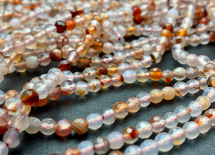 4 mm Faceted Round Multi Brown Orange Color Agate Gemstone Beads Genuine Agate Gemstone Loose Beads 14 Inches Strand #2756