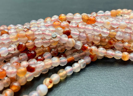 4 mm Faceted Round Multi Brown Orange Color Agate Gemstone Beads Genuine Agate Gemstone Loose Beads 14 Inches Strand #2756