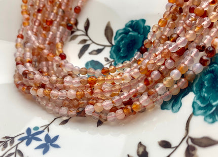4 mm Faceted Round Multi Brown Orange Color Agate Gemstone Beads Genuine Agate Gemstone Loose Beads 14 Inches Strand #2756