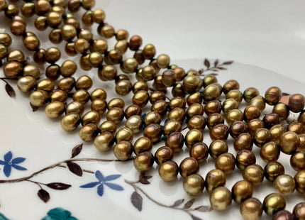 5X6 mm AAA Top Drilled Freshwater Pearl Golden Copper Color Rice Shape Genuine High Luster Dancing Freshwater Pearls #1978
