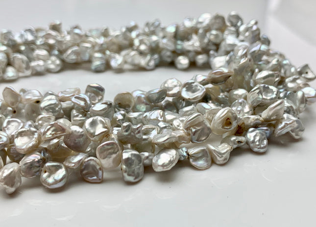 5-6x7 mm AA High Luster Natural White Keshi Freshwater Pearl Beads Top Drilled Genuine Natural White Dancing Keshi Pearls #1992