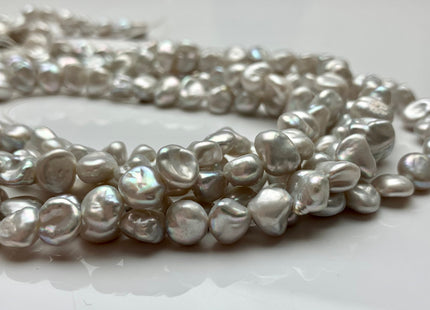 8-9 mm AA High Luster Natural White Or Natural Silver Color Keshi Nugget Freshwater Pearl Beads Center Drilled Keshi Nugget Pearls #1989