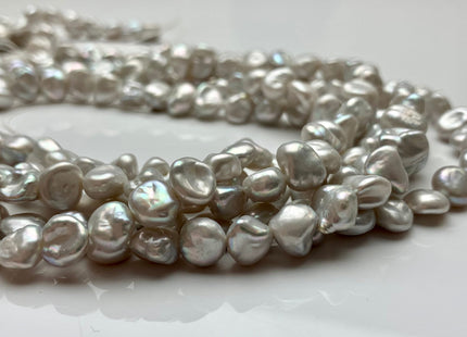 8-9 mm AA High Luster Natural White Or Natural Silver Color Keshi Nugget Freshwater Pearl Beads Center Drilled Keshi Nugget Pearls #1989