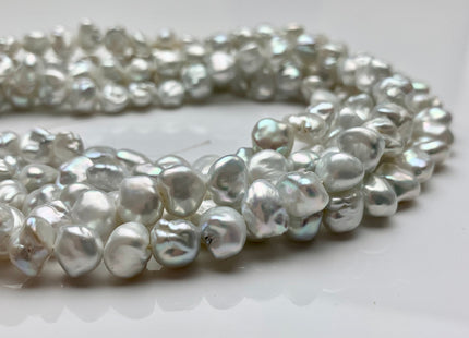 8-9 mm AA High Luster Natural White Or Natural Silver Color Keshi Nugget Freshwater Pearl Beads Center Drilled Keshi Nugget Pearls #1989