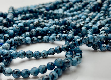 4 mm Faceted Round Multi Black Blue Color Agate Gemstone Beads Genuine Agate Gemstone Loose Beads 14 Inches Strand #2760