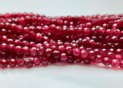 4 mm Faceted Round Cranberry Color Agate Gemstone Beads Genuine Agate Gemstone Loose Beads 14 Inches Strand #2762