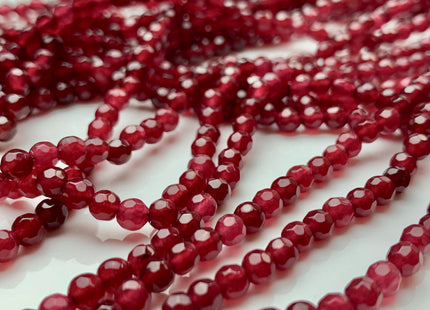 4 mm Faceted Round Cranberry Color Agate Gemstone Beads Genuine Agate Gemstone Loose Beads 14 Inches Strand #2762