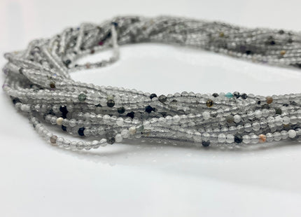 BEST DEAL 2 mm Natural Faceted Round Mixed Color Quartz Gemstone Beads Genuine Natural Quartz Gemstone Loose Beads 15.5 Inches Strand #2544
