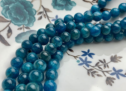 6mm 8mm 10mm 12mm Smooth Round Natural Apatite Gemstone Beads Natural Smooth Round Blue Apatite Beads Half Strand 8 Inches #2588