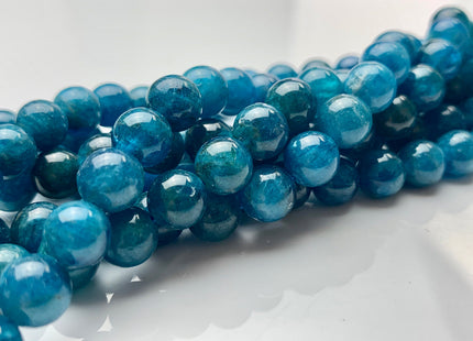 6mm 8mm 10mm 12mm Smooth Round Natural Apatite Gemstone Beads Natural Smooth Round Blue Apatite Beads Half Strand 8 Inches #2588
