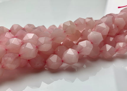 10 mm AAA Natural Faceted Star Cut Rose Quartz Gemstone Beads Genuine Faceted Rose Quartz Gemstone Loose Beads 8 Inches Half Strand #2586