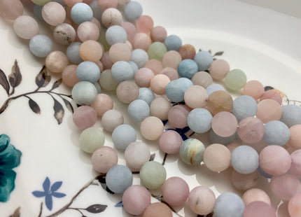 6mm 8mm 10mm 12mm AAA Natural Color Matte Smooth Round Morganite Gemstone Beads High Quality Pink Blue Green Color Morganite 8 Inches #2589
