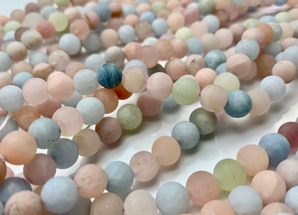6mm 8mm 10mm 12mm AAA Natural Color Matte Smooth Round Morganite Gemstone Beads High Quality Pink Blue Green Color Morganite 8 Inches #2589