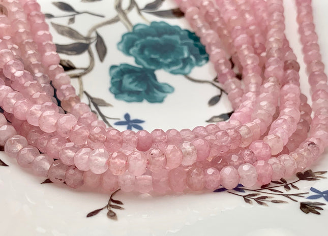 BEST DEAL 4x6 mm Faceted Rondelle Light Pink Color Agate Gemstone Beads Genuine Agate Gemstone Loose Beads 14 Inches Strand #2768