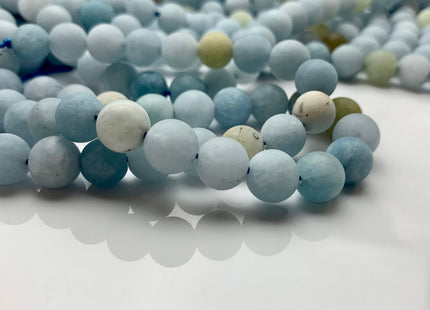 6mm 8mm 10mm 12mm AAA Natural Color Matte Smooth Round Aquamarine Gemstone Beads High Quality Aquamarine Loose Beads 8 Inches Strand #2590
