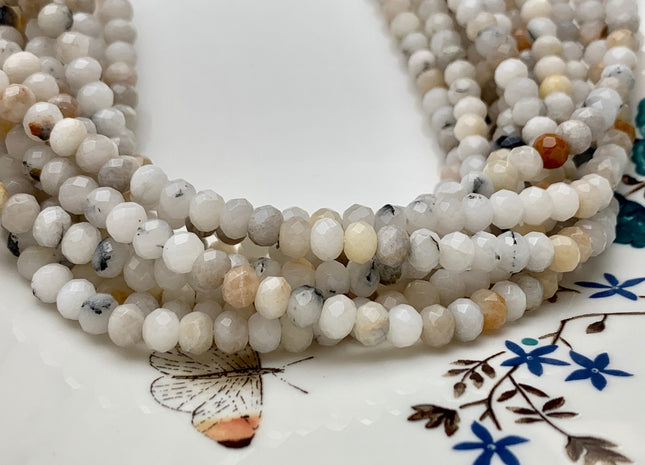 BEST DEAL 4x6 mm Faceted Rondelle Multi Brown And White Color Agate Gemstone Beads Genuine Agate Gemstone Loose Beads 14 Inches Strand #2774