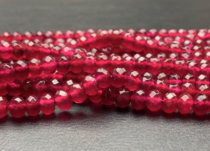 BEST DEAL 4x6 mm Faceted Rondelle Translucent Cranberry Color Agate Gemstone Beads Genuine Agate Gemstone Loose Beads 14 Inches Strand #2766