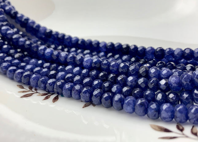 BEST DEAL 4x6 mm Faceted Rondelle Lapis Color Agate Gemstone Beads Genuine Agate Gemstone Loose Beads 14 Inches Strand #2776