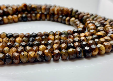 BEST DEAL 4x6 mm Faceted Rondelle Yellow Color Tiger Eye Gemstone Beads Genuine Tiger Eye Gemstone Loose Beads 14 Inches Strand #2780