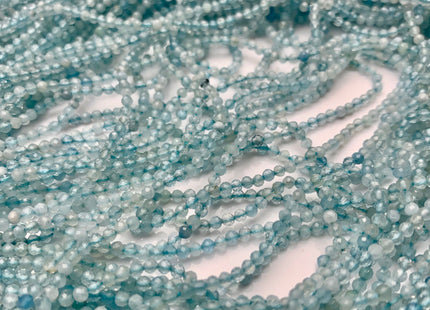 2.5 mm AAA Faceted Round Tiny Natural Blue Aquamarine Gemstone Beads