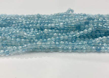 BEST DEAL 3.5 mm AAA Faceted Round Tiny Aquamarine Gemstone Beads Genuine Natural Blue Aquamarine Loose Beads 15.5 Inches Strand #2606