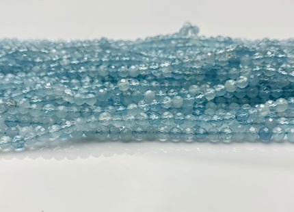 BEST DEAL 3.5 mm AAA Faceted Round Tiny Aquamarine Gemstone Beads Genuine Natural Blue Aquamarine Loose Beads 15.5 Inches Strand #2606