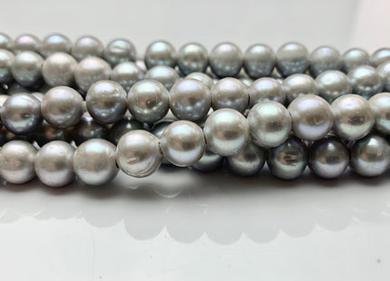 9 mm Half Strand AA Large Hole Semi Round Gray Color Freshwater Pearls Beads 2.1mm Hole Genuine Off Round Large Hole Pearl Beads #1884