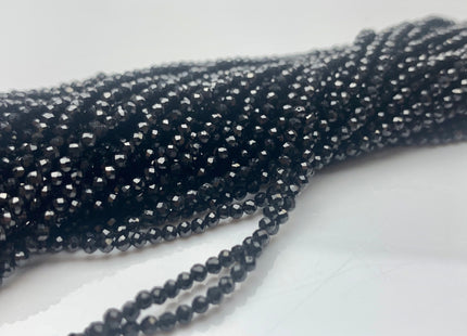 2mm 3mm 4mm 6mm Faceted Round Tiny Black Spinel Gemstone Beads Genuine Black Spinel Beads 15.5 Inches Strand #2598
