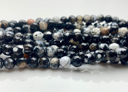 6 mm Faceted Round Multi Black White Brown Color Agate Gemstone Beads Genuine Agate Gemstone Loose Beads 14 Inches Strand #2792