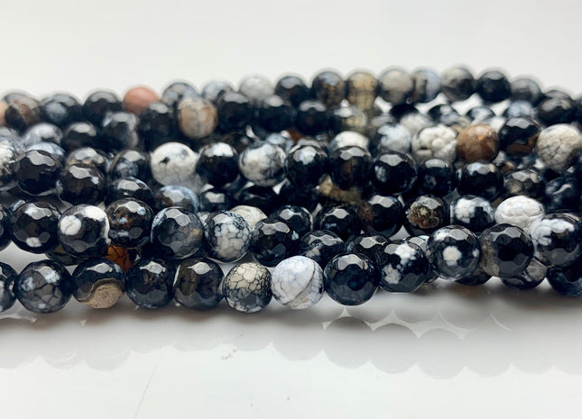 6 mm Faceted Round Multi Black White Brown Color Agate Gemstone Beads Genuine Agate Gemstone Loose Beads 14 Inches Strand #2792